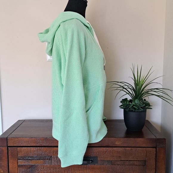 Sierra Designs Green Zip-Up Hoodie with Drawstrings Textured Sweatshirt Small - Picture 3 of 11